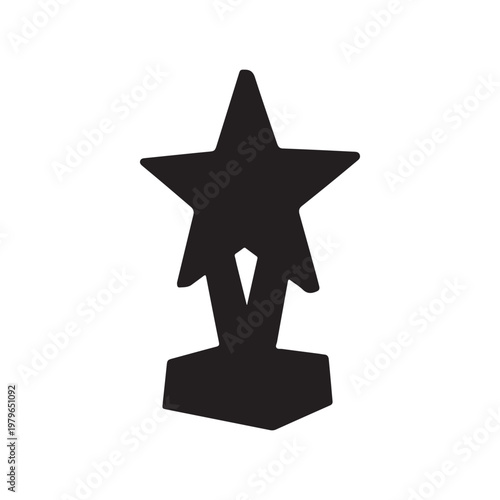 Acrylic star trophy silhouette isolated on white background. Star trophy icon vector illustration design