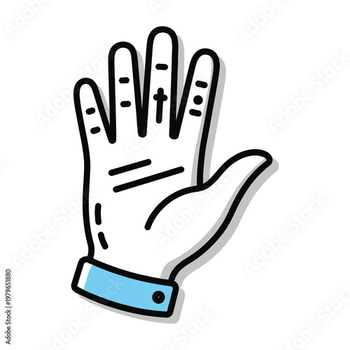 Palmistry hand with lines and markings