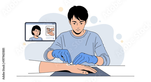 Medical Professional Performing IV Insertion with Online Guidance