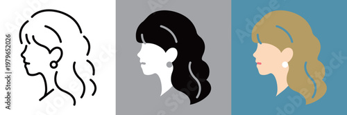 シンプルな女性の横顔アイコン