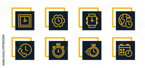 Stopwatch, alarm, smart watch, time, clock, schedule, deadline, timer Icons Pack for Website, Apps, and UI Interfaces
