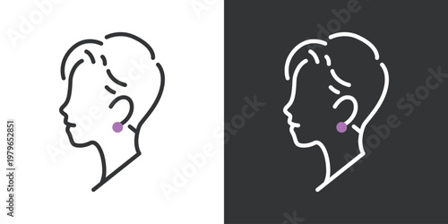 シンプルなショートヘアの女性アイコン