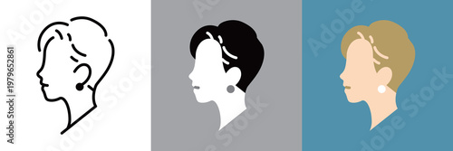 シンプルなショートヘアの女性アイコン