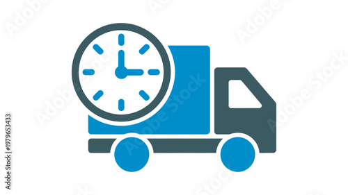 Fast delivery icon set, delivery truck clock 24 hour shipping on time logistics e-commerce service UI vector design