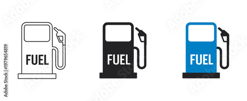 Gas station icons set, fuel pump symbols solid black petrol diesel dispenser nozzle filling station transport energy vector design