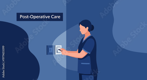 Nurse Adjusting Medical Equipment in Post-Operative Care Unit