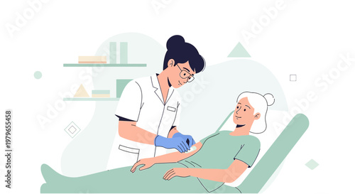 Nurse Administering Injection to Elderly Patient in Medical Clinic