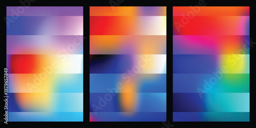 Abstract heat map visualizations of gradient color transitions and pixelation effects