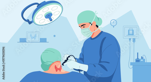 Surgeon Performing Medical Procedure in Operating Room with Patient Under Anesthesia