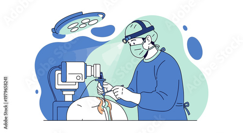 Surgeon Performing Minimally Invasive Surgery with Robotic Assistance in Operating Room
