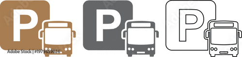 Bus parking vector illustration sign, public transportation service concept.