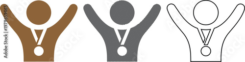 Foto Celebration vector illustration man hands up in medal symbol
