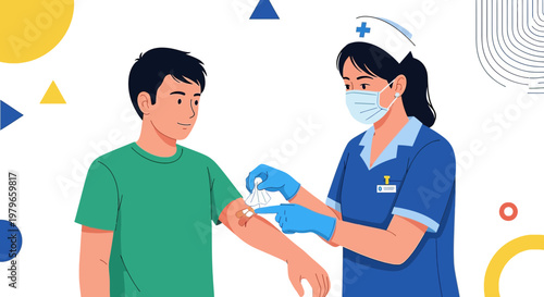 Nurse Administering Vaccine to Patient, Healthcare Concept, Medical Vaccination