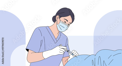 Nurse Administering Injection to Patient in Operating Room