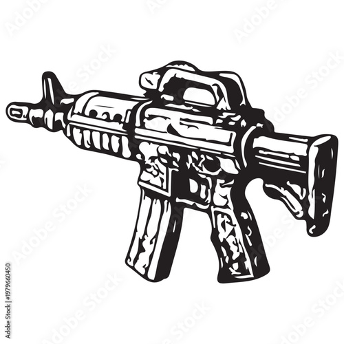 Tactical Assault Rifle Military Weapon Combat Equipment Army Firearm Illustration