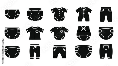 Diaper and Baby Pants icon silhouette vector illustration