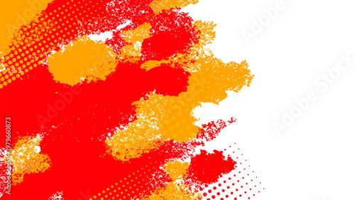 Abstract red and orange grunge background with paint brush strokes.