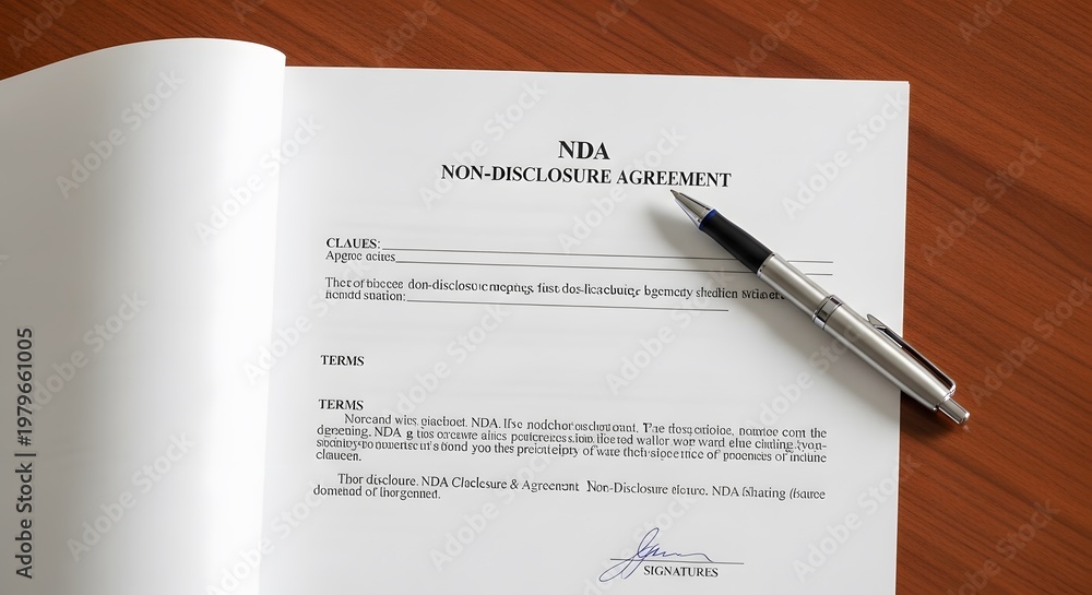 Obraz premium Professional Nda Document with Pen on Wooden Desk
