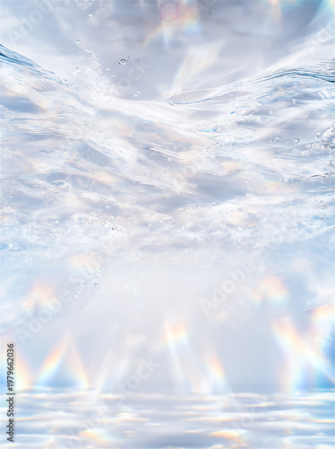 きらめく水面を透過する光の粒子・フレッシュで透明感のある水背景