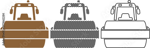 Road roller icon vector illustration, construction vehicle machinery graphic design.