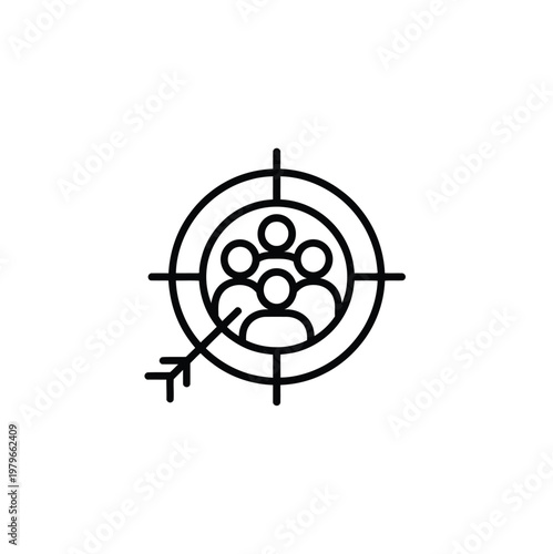 Target audience icon line art vector illustration representing customer segmentation marketing strategy business growth concept