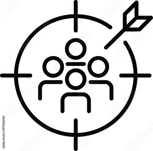 Target audience icon minimal line vector symbol for customer segmentation strategic marketing focus and business targeting