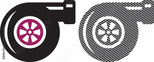 Turbocharger vector illustration, isolated on transparent background, modern graphic symbol for power and speed.