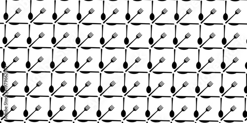 Seamless spoon and cutlery patterns for backgrounds, packaging, textures, fabric patterns, wallpapers, wall decorations for restaurants, cafes and other places to eat