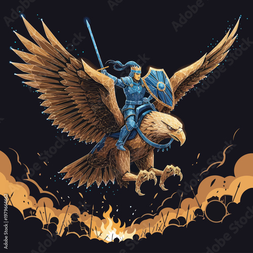 Saint Michael Fighting Dragon with Sword.