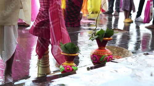 Mahalaya puja rituals near Howrah Bridge in Kolkata India
