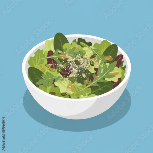 A bowl of mixed green salad.
