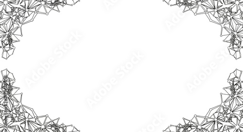 Abstract geometric frame with crystalline elements on white background