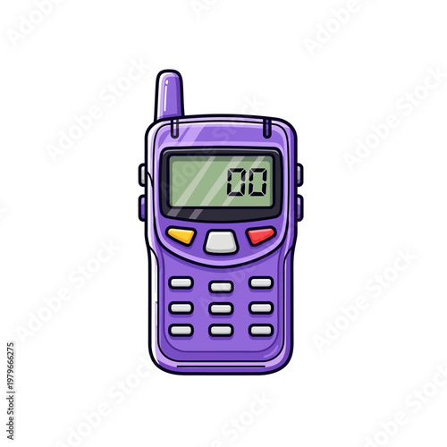 A vintage-style walkie-talkie with a digital display showing channel 08