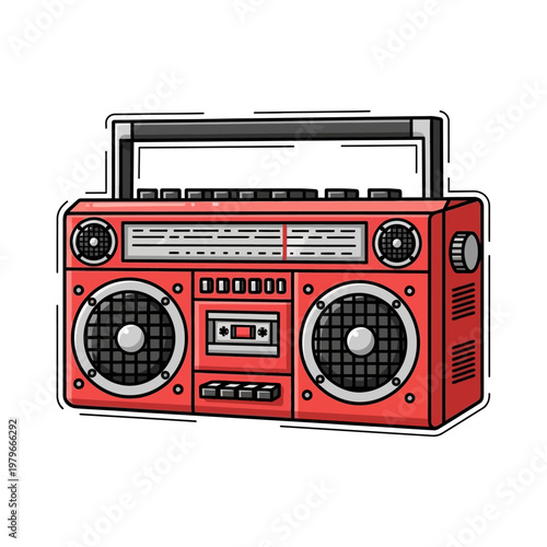 Vintage boombox with retro design and dual speakers for nostalgic music listening