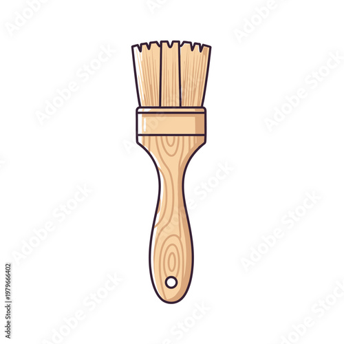 A classic wooden paintbrush with a sturdy handle and bristles ready for use