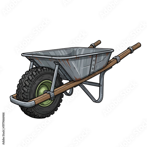 Heavy-duty wheelbarrow designed for transporting construction materials efficiently