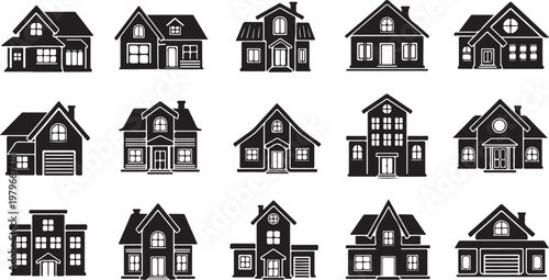 Various House Styles and Designs in Black and White