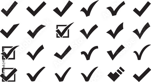 Various Checkmark Symbols on White Background Illustration