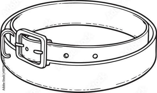 Black and white coiled belt vector illustration with buckle fashion accessory design