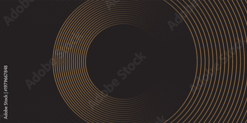 3D brown lines techno abstract background layer on dark blank space with circles shapes effect for backdrop, wallpaper. Modern cincept. Vector Illustration.