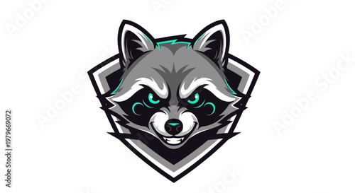 Aggressive Raccoon Mascot Logo, Gaming Esports Emblem, Fierce Animal Head Icon