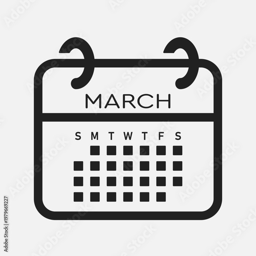 Detailed icon icon page calendar - March month