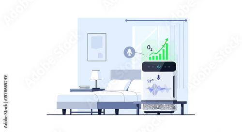 Hospital room with medical equipment and graph on screen
