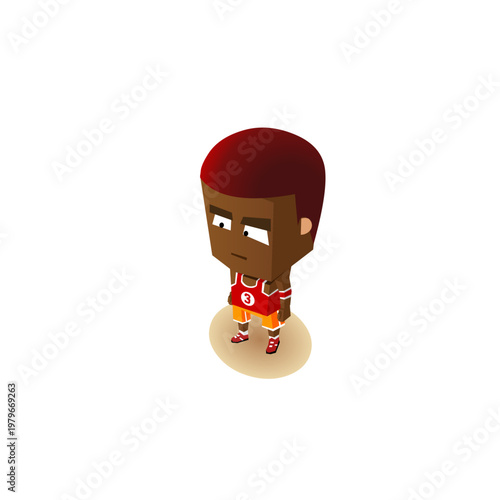 Isometric Cartoon Character With Red Hair