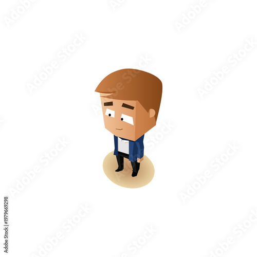 Isometric Cartoon Man Character Avatar