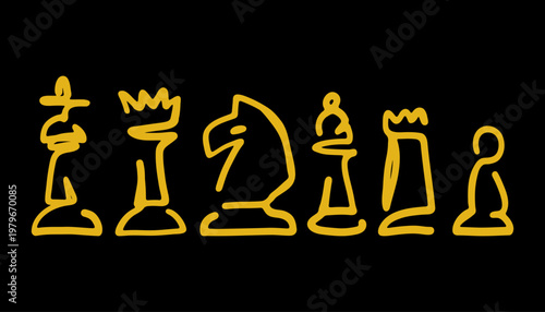 Chess pieces hand drawn set