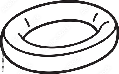 A minimalist black and white graphic design of a torus, showcasing a modern and sleek geometric shape.