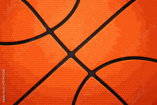 Detailed vector background of an orange basketball surface texture featuring a realistic pebbled leather pattern and black rubber seams, perfect for sports themes and athletic graphic designs.