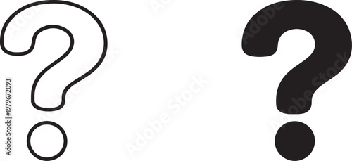 Question mark black silhouette and outline icons for help, support, and faq information design.
