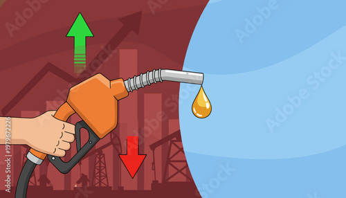 Oil Price Increase and Energy Crisis Concept with Gas Pump and Oil Drop